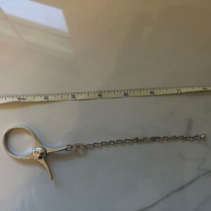 Polished Silver-Tone bag Charm with Dangle